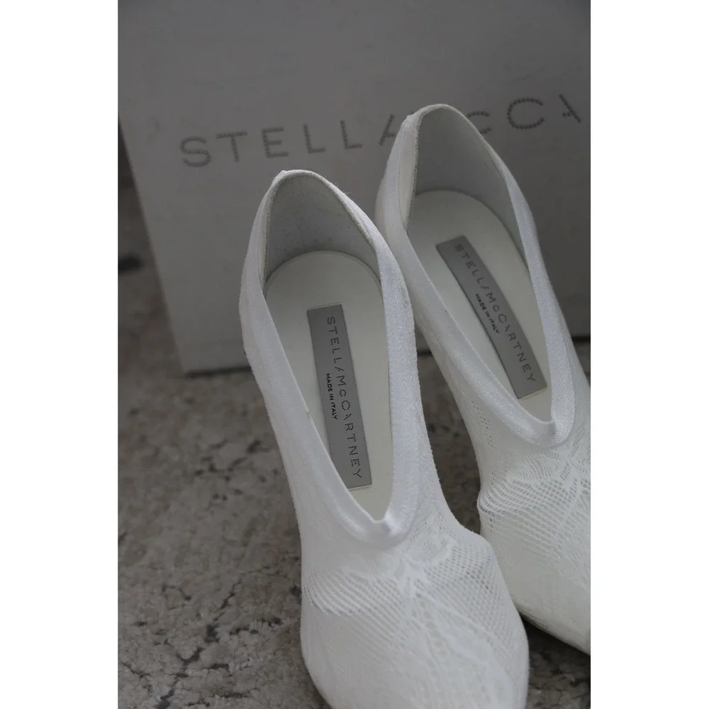 Stella McCartney White Lace Pointed Toe Stiletto‎ Heels Pumps Shoes